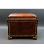 Maitland Smith Tooled Leather Gold Claw Feet Large Casket Chest Hinged Box - $2,543.35 CAD