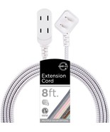 Braided 3 Outlet Indoor Extension Cord 8&#39; Gray White 39980 T1 - $16.54