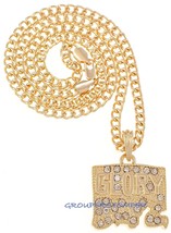 Glory Boyz Necklace New Pendant with Rhinestones 24 Inch Cuban Link Styl... - $12.49