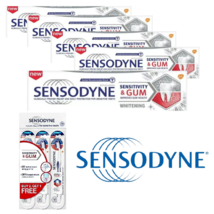 SENSODYNE Sensitivity &amp; Gum Whitening Toothpaste - 100g x 5 (Free 3x Toothbrush) - £47.60 GBP