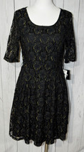 Sparkly Black Junior Large Fit and Flare Lacy Dress BY and BY - £15.13 GBP