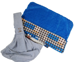 Carseat Canopy and Baby Sling Lot Boys Brown Blue Minky Fleece Car Seat ... - £11.55 GBP