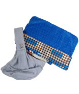 Carseat Canopy and Baby Sling Lot Boys Brown Blue Minky Fleece Car Seat ... - £11.54 GBP