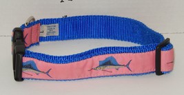 Dog Collar with ID Ring Pink blue Marlin Size Large by Preston - $15.69