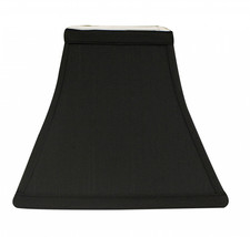 8&quot; Black with White Lining Square Bell Shantung Lampshade - $83.49