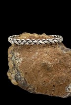 Mexico Southwest Style Sterling Silver Mens Womens Braided Cuff Bracelet 7.25&quot; - £47.77 GBP