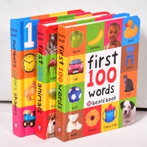 First 100 Board Book Set 3 books First 100 Words Animals Numbers Colors Shapes - $12.44