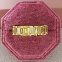 3.00Ct Emerald Cut Canary Wedding Band Engagement Ring 14K Yellow Gold Over - £87.04 GBP