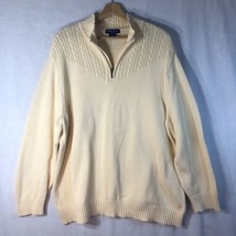 Karen Scott Size 3x Yellow Zip Neck Cable Sweater 100% Cotton - £23.73 GBP