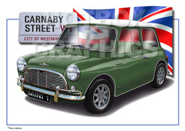 AUSTIN MINI MORRIS MINI  PRINT - PERSONALISED ILLUSTRATION OF YOUR CAR - $26.24