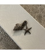STARFISH &amp; SEA SHELL 925 Sterling Silver Charm Pendant  Vintage - $25.36 CAD