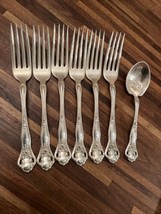 6 Dolly Madison 1911 Alfred J. Prank Dinner Forks Silverplate Plus Sugar... - $59.14