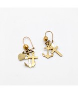 Faith Hope Love Dangle Earrings,Vintage Gold Tone Charms Cross Heart Anchor - £22.16 GBP