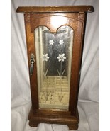 Vintage Wood Jewelry Box Etched Glass Daisies Rotating Necklace Mirror R... - €36,18 EUR