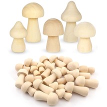 40 Pieces Unfinished Wooden Mushroom, 5 Sizes Of Natural Mini Wood Mushrooms For - £26.72 GBP