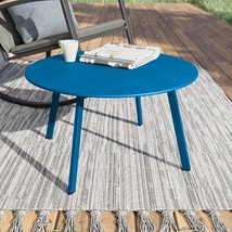 Patio Coffee Table Furniture Outdoor End Side Round Deck Garden Blue Large Metal - £68.09 GBP
