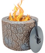 Brown Yumpanda Mini Portable Concrete Fire Pit Bowl Indoor Outdoor Smore... - £30.62 GBP