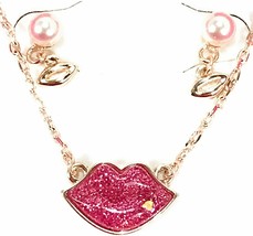 Betsey Johnson Lips Necklace &amp; Earrings Set NWT - £19.98 GBP