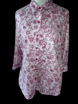 Coldwater Creek Ladies Button Up Collared Lightweight Top Shirt Tunic Euc L - £18.02 GBP