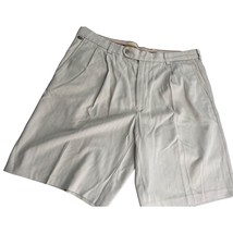 Tommy Bahama Men Golf Shorts Herringbone Silk Cotton Blend Pleated Beige Size 35 - £24.09 GBP