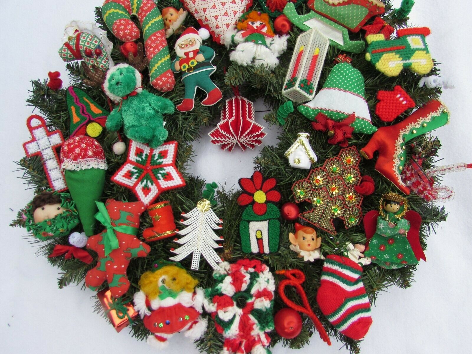 Primary image for Vintage Mod 1970s Christmas Ornament Wreath Evergreen 22" 30774
