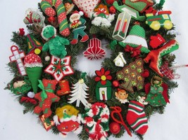 Vintage Mod 1970s Christmas Ornament Wreath Evergreen 22&quot; 30774 - £176.00 GBP