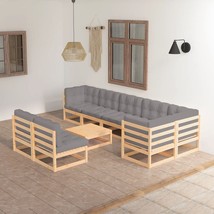  Garden Lounge Set Grey Solid Pine Wood Large Modular - $1,579.00 CAD