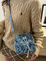 Drawstring Raw Hem Bucket Bag - $23.25