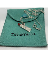 TIFFANY &amp; CO Lipstick Sterling Silver Pendant Top Necklace Pendant W/Pou... - £149.32 GBP