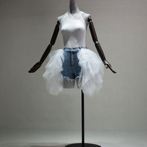 White Jean Tulle Skirt Outfit Petite Size Casual Wedding Photo Tulle Skirt image 6