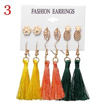 6Pairs/Set Crystal Boho Jewelry Bohemian Tassel Earrings Set Ear Stud Long Dangl - £7.27 GBP+