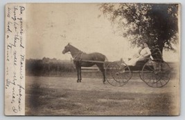 RPPC Couple Horse Carriage Muskogee OK to Poulter Family Ravenna NE Postcard I24 - £12.63 GBP