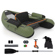 Inflatable Fishing Float Tube with Pump Storage Pockets and Fish Ruler-Green - C - $3,508.45 MXN