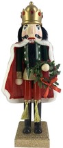 Wooden Christmas Nutcracker, 15&quot;, White King In Royal Outfit With Wreath,Ath - £27.25 GBP