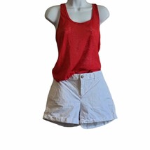 White Stretch Khaki Cuffed Girlfriend Shorts 4&quot; - $21.78