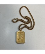 Vintage Gold Toned Zodiac Libra Rectangular Pendant &amp; 19” Gold Tone Chain - $456.57 MXN
