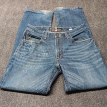 Ariat Jeans Men 34x34 Blue Relaxed Fit Boot Leg M4 Splatter Rebar Workwear Pants - £29.18 GBP