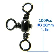 100 Pcs Fishing Swivels 3 Stainless Steel Black Nickel Way Ball B ing And Snap f - £85.91 GBP