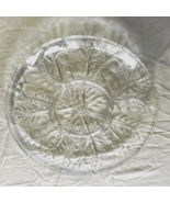 Large round glass vintage relish dish with leaf and dot pattern serving ... - $34.60