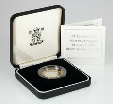1999 Great Britain Silver Two Pound Proof Piedfort Coin, Rugby World Cup - €121,19 EUR
