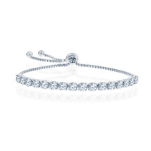 4mm crystal april swarovski element adjusta Women&#39;s .925 Silver Bracelet 280124 - £86.20 GBP