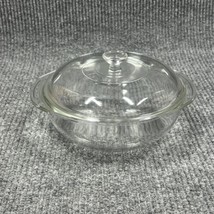 VTG 1970’s PYREX 1.5qt Clear Glass Round Casserole Dish 023 Lid 623-C US... - $26.42