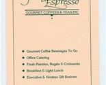 Jacquee&#39;s Espresso Die Cut Gourmet Coffees Teas Menu N Central Phoenix A... - $17.82