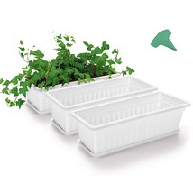 3 Packs 17 Inches White Flower Window Box Plastic Vegetable Planters Wit... - £32.76 GBP
