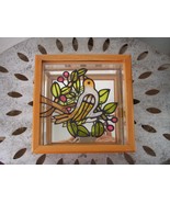 Vintage STAINED GLASS Bird Branch Jewelry Trinket BOX Wood Mirrored Chest - £26.17 GBP