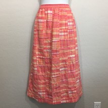 Blair Womens Plaid Madre Yellow Pink Orange Summer Skirt Midi Modest Medium - $34.99