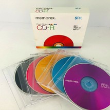 Memorex 5 Pack Cool Colors Brand New CD-R 52X 700MB 80 min  - £18.21 GBP