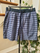 Penguin Men&#39;s Gray Striped Polyester Slim Fit Swim Trunk Logo Shorts Siz... - $40.00