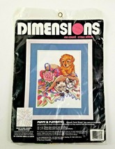 Dimensions Puppy &amp; Playmates No Count Cross Stitch Kit #3984 10 x 13 Car... - $18.69