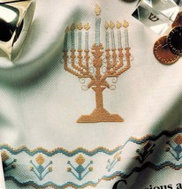 ✔️ Hanukkah Menorah & Border Table Linen Cross Stitch Chart Design - $4.49